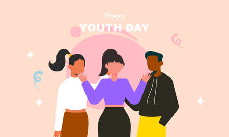 Flat international youth day illustrationのイラスト素材