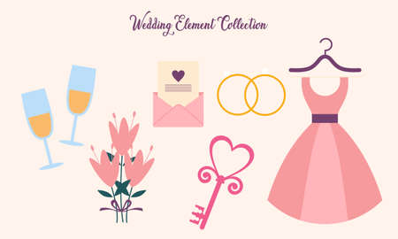 Set of wedding elements logo vectorのイラスト素材