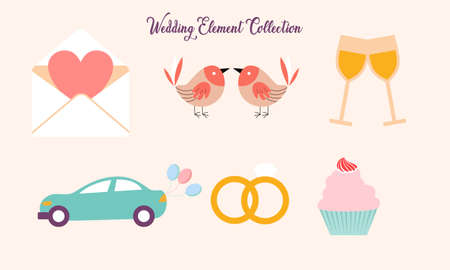 Set of wedding elements logo vectorのイラスト素材