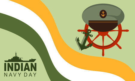Hand drawn flat indian navy day illustrationのイラスト素材