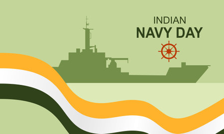 Hand drawn flat indian navy day illustrationのイラスト素材