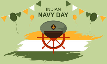 Hand drawn flat indian navy day illustrationのイラスト素材