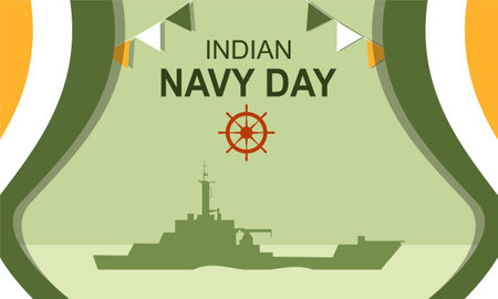Hand drawn flat indian navy day illustrationのイラスト素材