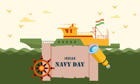 Hand drawn flat indian navy day illustrationのイラスト素材