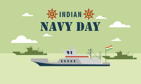 Hand drawn flat indian navy day illustrationのイラスト素材