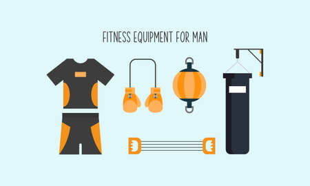 Hand drawn flat fitness equipment for man illustrationのイラスト素材