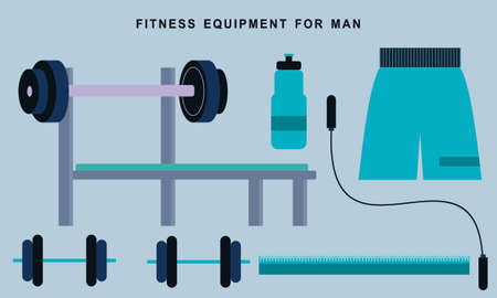 Hand drawn flat fitness equipment for man illustrationのイラスト素材