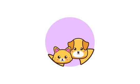 Cute dog and cute cat cartoon illustrationのイラスト素材