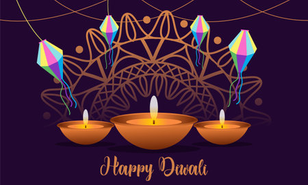 Happy diwali festival of light decoration logoのイラスト素材