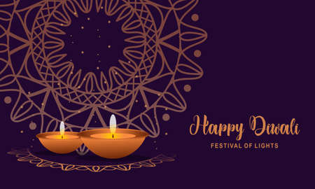 Happy diwali festival of light decoration logoのイラスト素材
