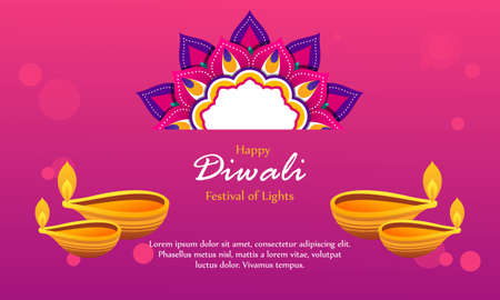 Happy diwali festival of light decoration logoのイラスト素材