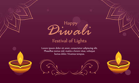 Happy diwali festival of light decoration logoのイラスト素材