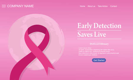 World cancer day landing page templateのイラスト素材