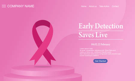 World cancer day landing page templateのイラスト素材