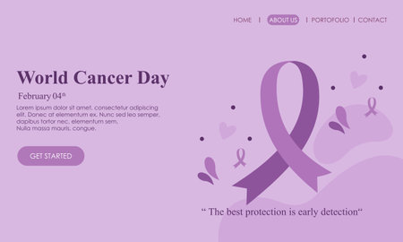 World cancer day landing page templateのイラスト素材