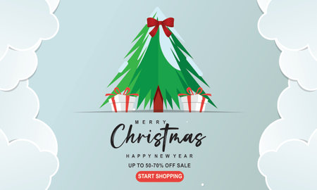 Merry christmas and happy new year sale banner backgroundのイラスト素材
