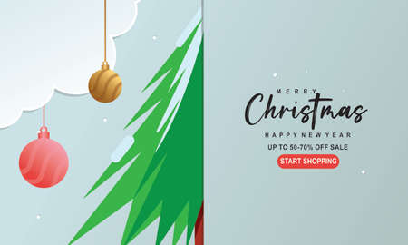 Merry christmas and happy new year sale banner backgroundのイラスト素材