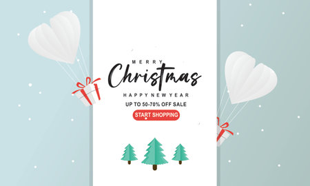 Merry christmas and happy new year sale banner backgroundのイラスト素材