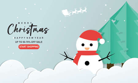 Merry christmas and happy new year sale banner backgroundのイラスト素材