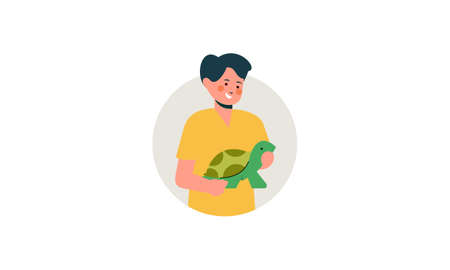 Flat illustration people with pets illustrationのイラスト素材