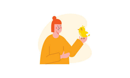 Flat illustration people with pets illustrationのイラスト素材
