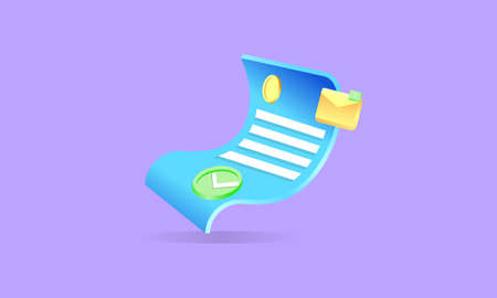 3d paper bill transaction receipt onlineのイラスト素材