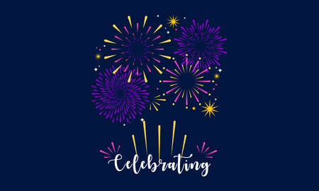 Fireworks and celebration background, winner, victory poster, bannerのイラスト素材