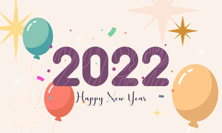 Flat new year 2022 greeting card templateのイラスト素材