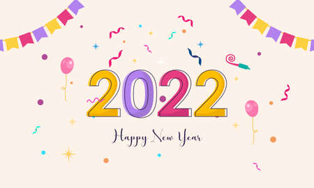 Flat new year 2022 greeting card templateのイラスト素材