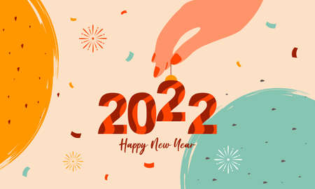 Flat new year 2022 greeting card templateのイラスト素材