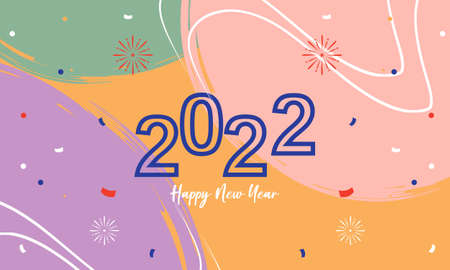 Flat new year 2022 greeting card template