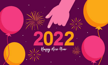 Flat new year 2022 greeting card templateのイラスト素材