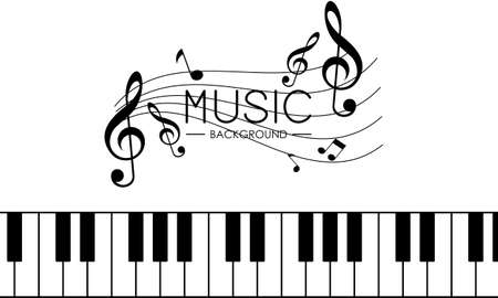 Elegant musical notes music chord. Black and whiteのイラスト素材