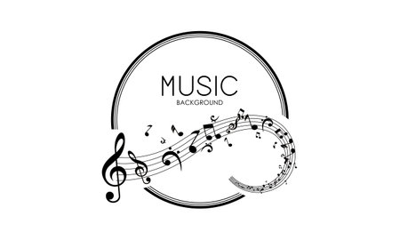 Elegant musical notes music chord. Black and whiteのイラスト素材