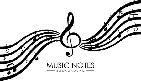 Elegant musical notes music chord. Black and whiteのイラスト素材