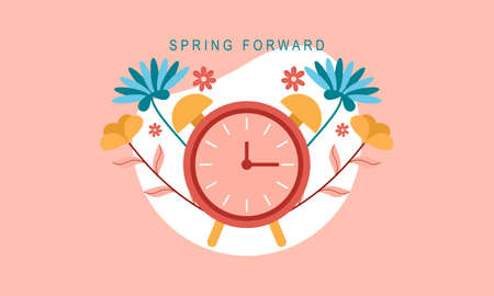 Spring forward fall back illustration with clockのイラスト素材