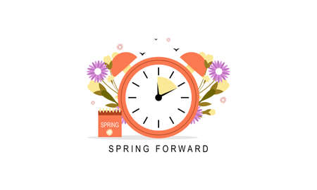 Spring forward fall back illustration with clockのイラスト素材