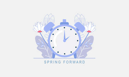 Spring forward fall back illustration with clock
