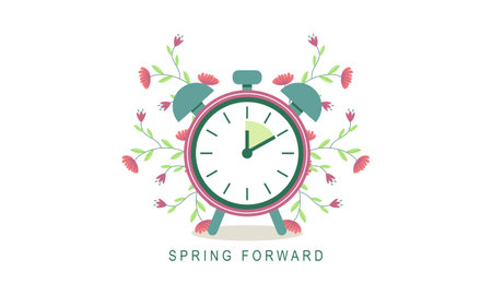 Spring forward fall back illustration with clockのイラスト素材
