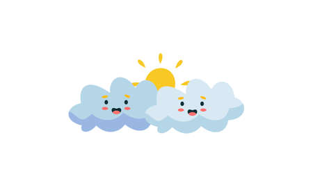 Kawaii stars, moon, rainbow and cloudのイラスト素材