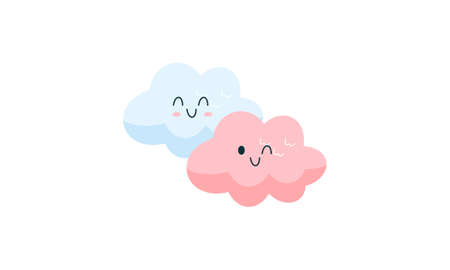 Kawaii stars, moon, rainbow and cloudのイラスト素材