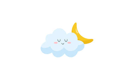 Kawaii stars, moon, rainbow and cloudのイラスト素材