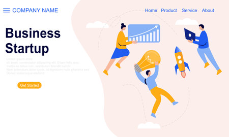 Business strartup abstract concept. Website, web page, landing page templateのイラスト素材