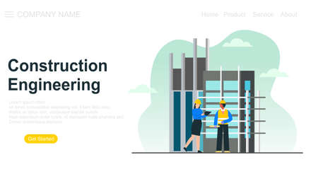 Engineering and construction illustration of landing pageのイラスト素材