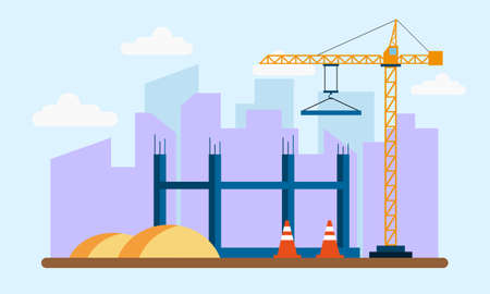 Engineering and construction illustration of landing pageのイラスト素材