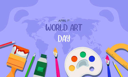 Flat happy world art day illustrationのイラスト素材