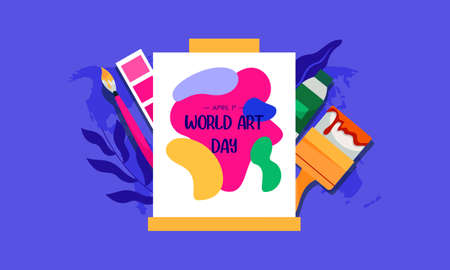 Flat happy world art day illustrationのイラスト素材