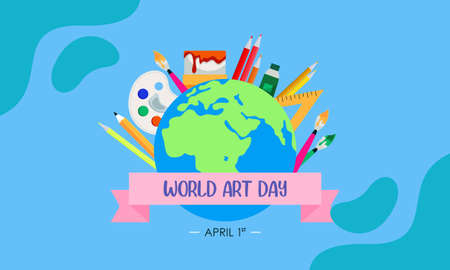 Flat happy world art day illustrationのイラスト素材
