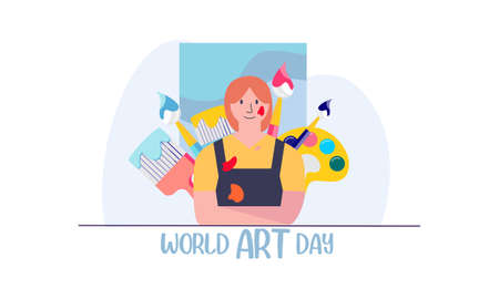 Flat world art day illustration vector