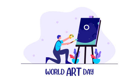 Flat world art day illustration vectorのイラスト素材